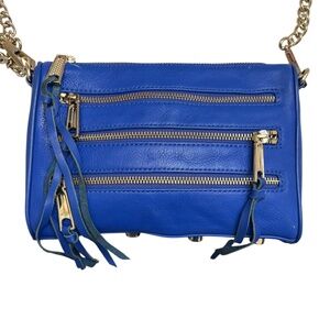 Rebecca Minkoff Mini 5 Zip leather crossbody bag in Blue